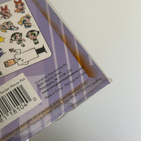 Vintage Cartoon Network Powerpuff Girls Cling Sticker Mouse Pad NEW SEALED - Picture 3 of 4